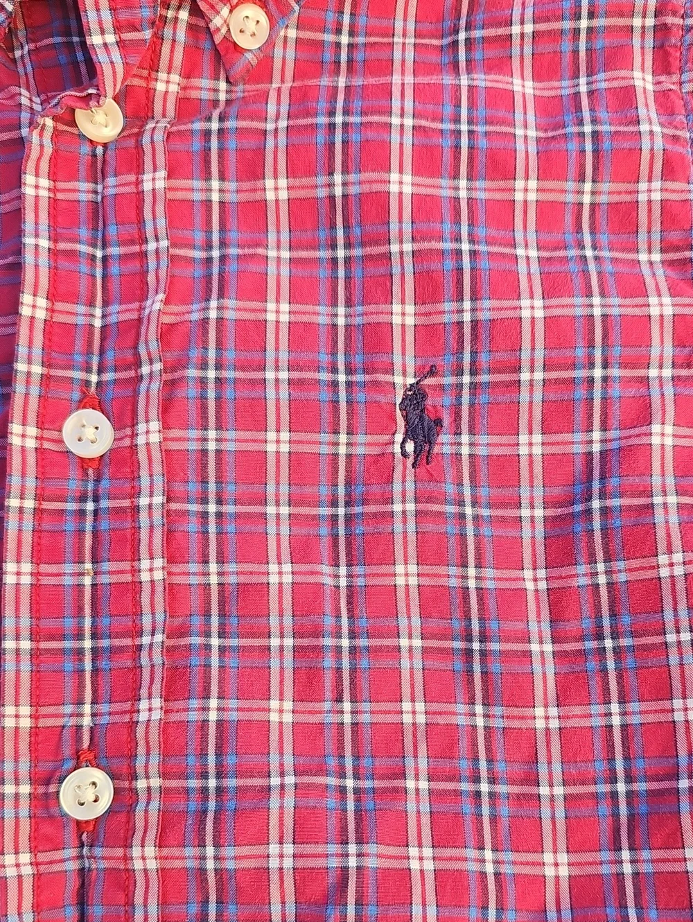 Ralph Lauren Red Blue Plaid Button Front Top 4 4T Toddler Boys Dress Shirt